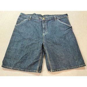 Faded Glory Carpenter Shorts Mens 46 Blue Chino‎ Pockets Belted Button Zip Men.